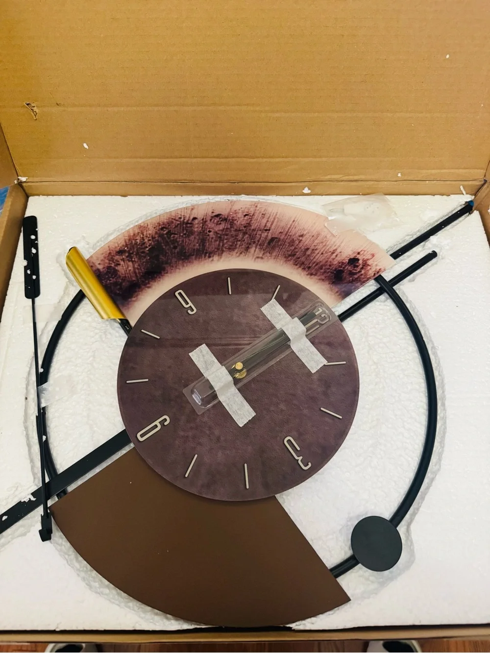 Contemporary Brown and Black Abstract Wall Clock